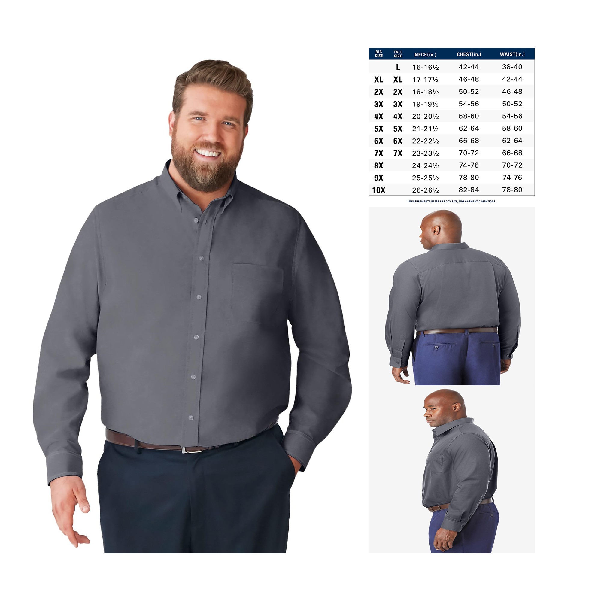 Men's Big & Tall Wrinkle Free Long Sleeve Dress Shirt 3