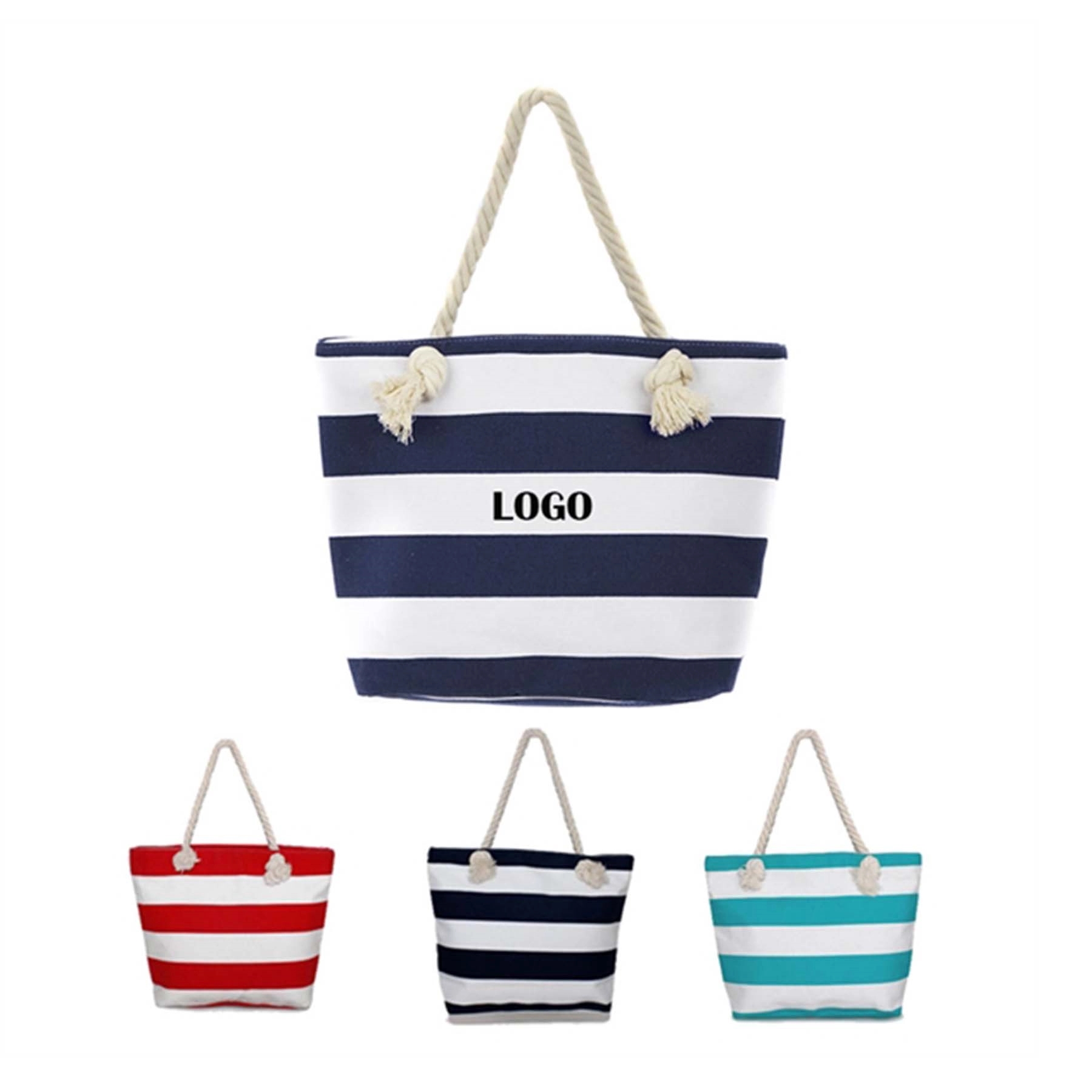 Knotted Rope Tote Stripes Bag, custom tote bag with logo imprint 3