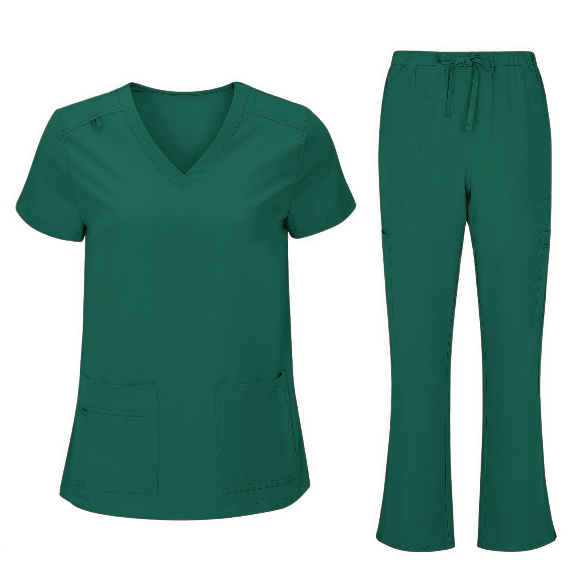 Women's Cool Stretch V-Neck Top and Cargo Pant Scrub Set 7