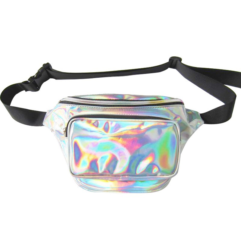 Clear Neon Vinyl Hologram Fanny Pack Belt Waist Bum Bag Laser Travel Beach Purse 2