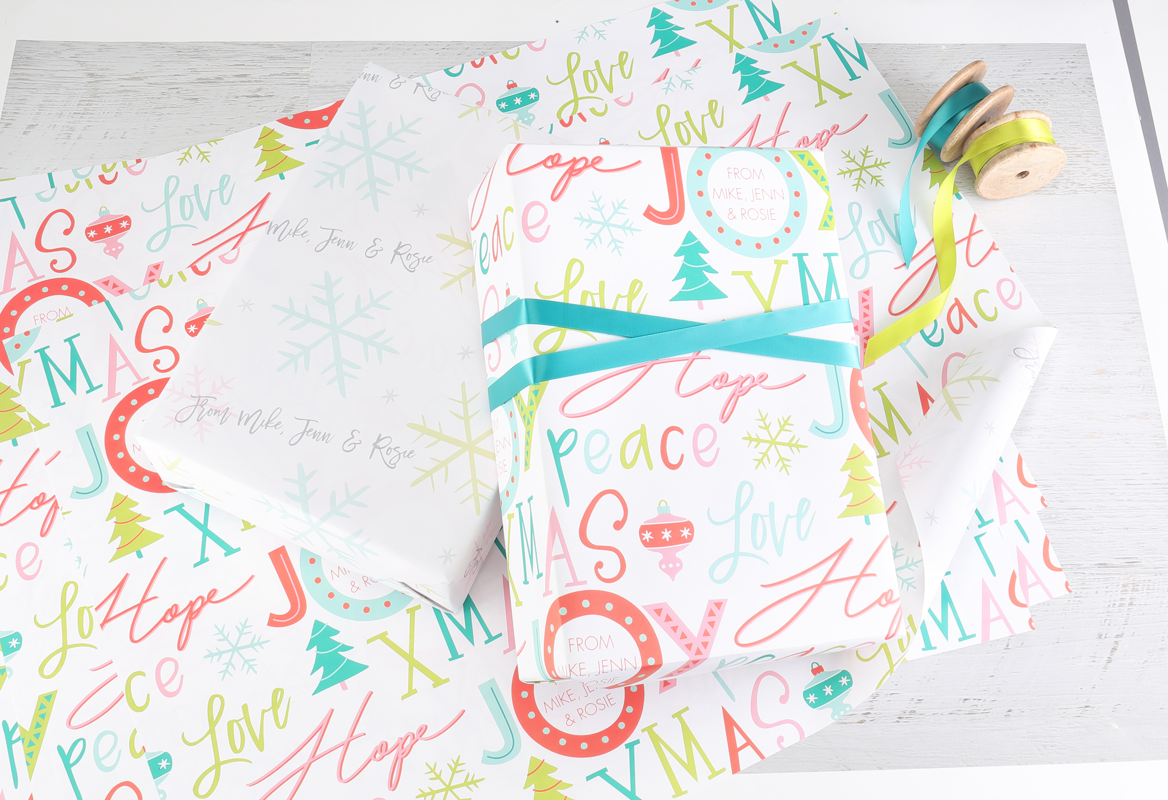 Holiday Wording Reversible Wrapping Paper (28"x20") 3