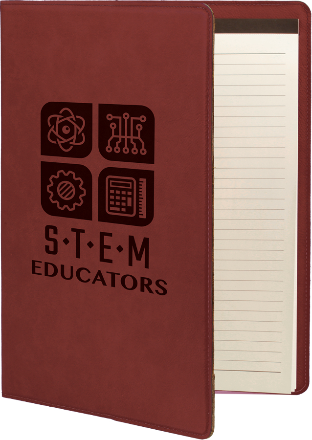 9 1/2" x 12" Rose Leatherette Portfolio with Notepad 2