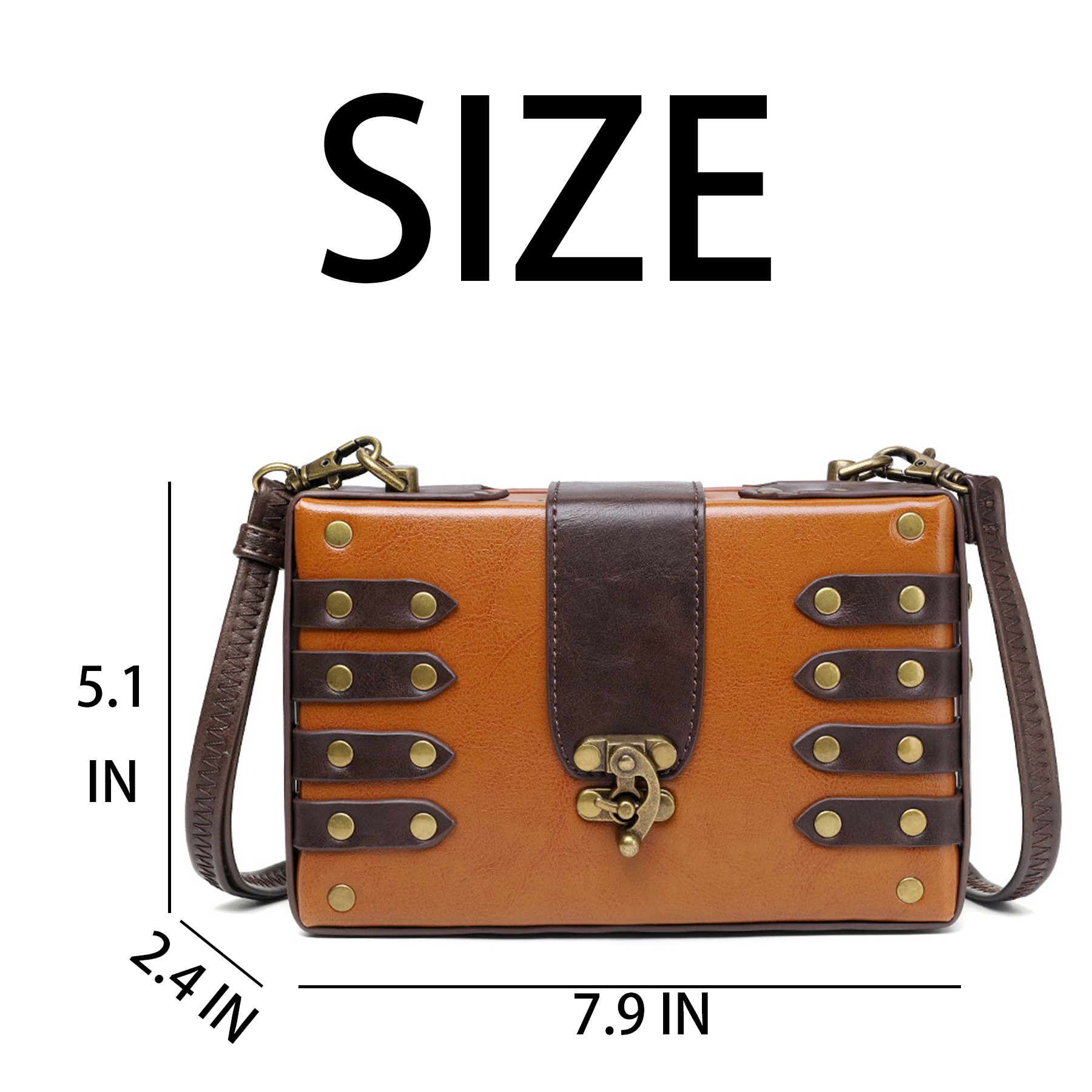 PU Punk industrial retro style small square bag 3