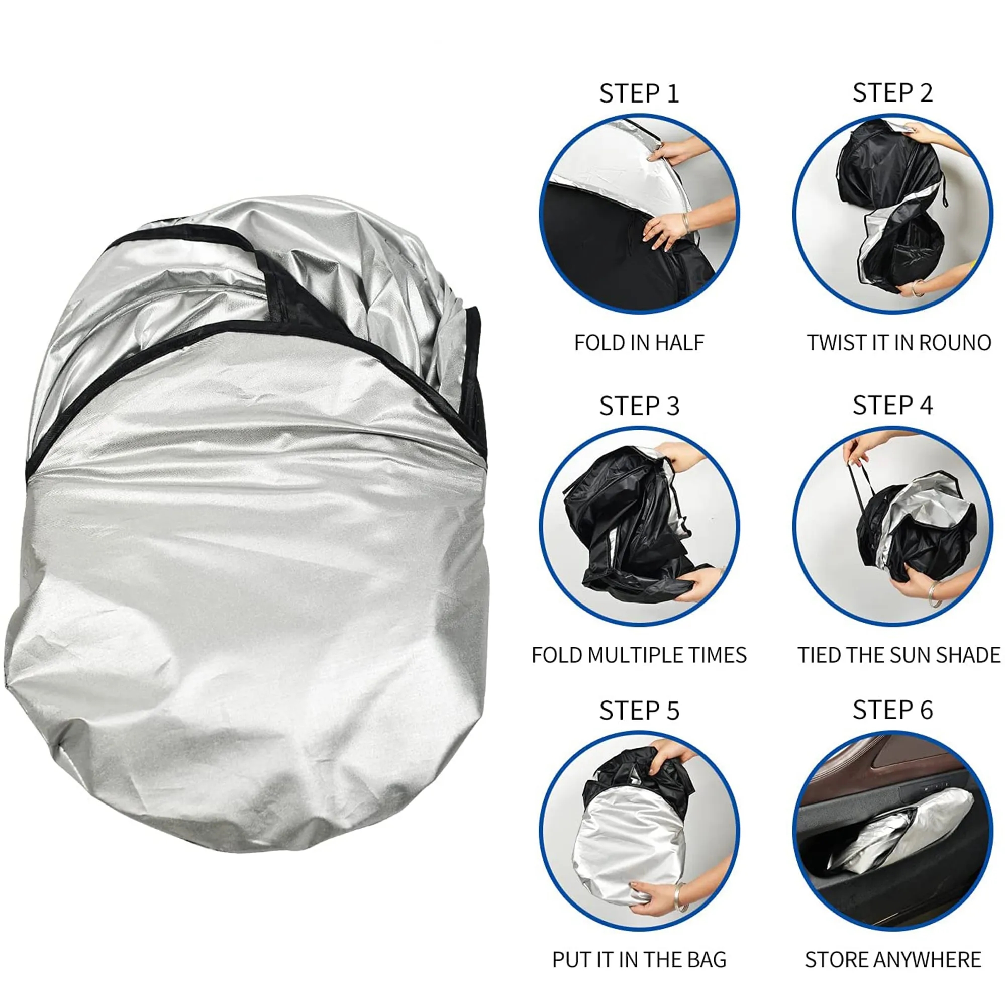Car Windshield Sun Shade with Storage Pouch 3