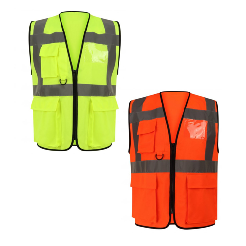 VISIPRO Unisex Front-Zip Reflective Safety Vest with Pockets 2