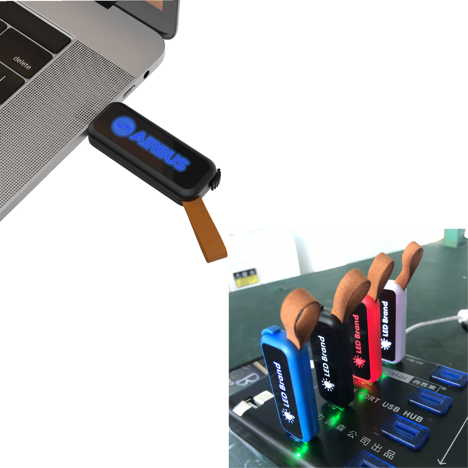 LED Light Up Logo USB Flash Drive with Loop 6