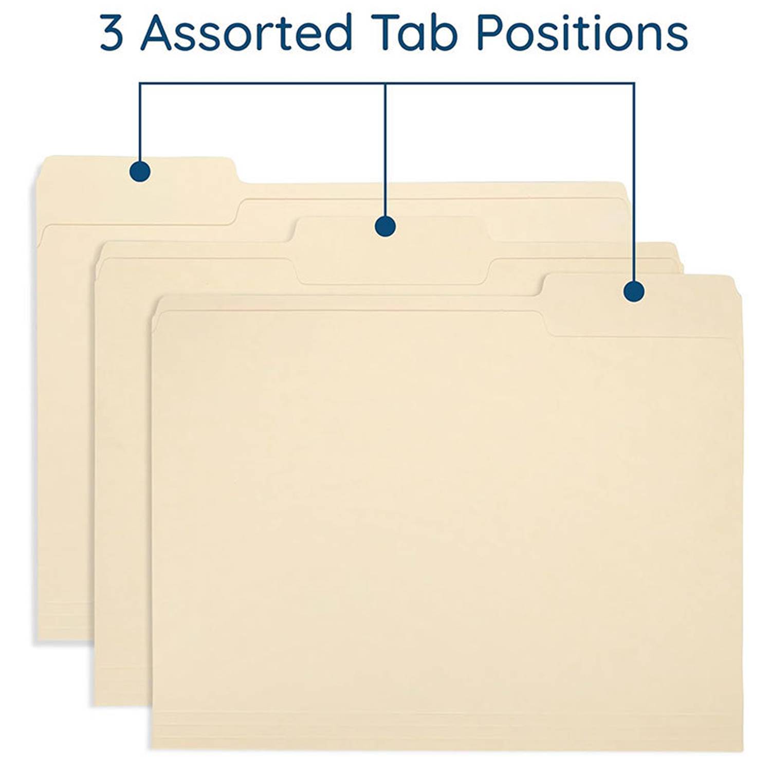 Letter Size Manila File Folders 1/3 Cut Tabs for Office 6