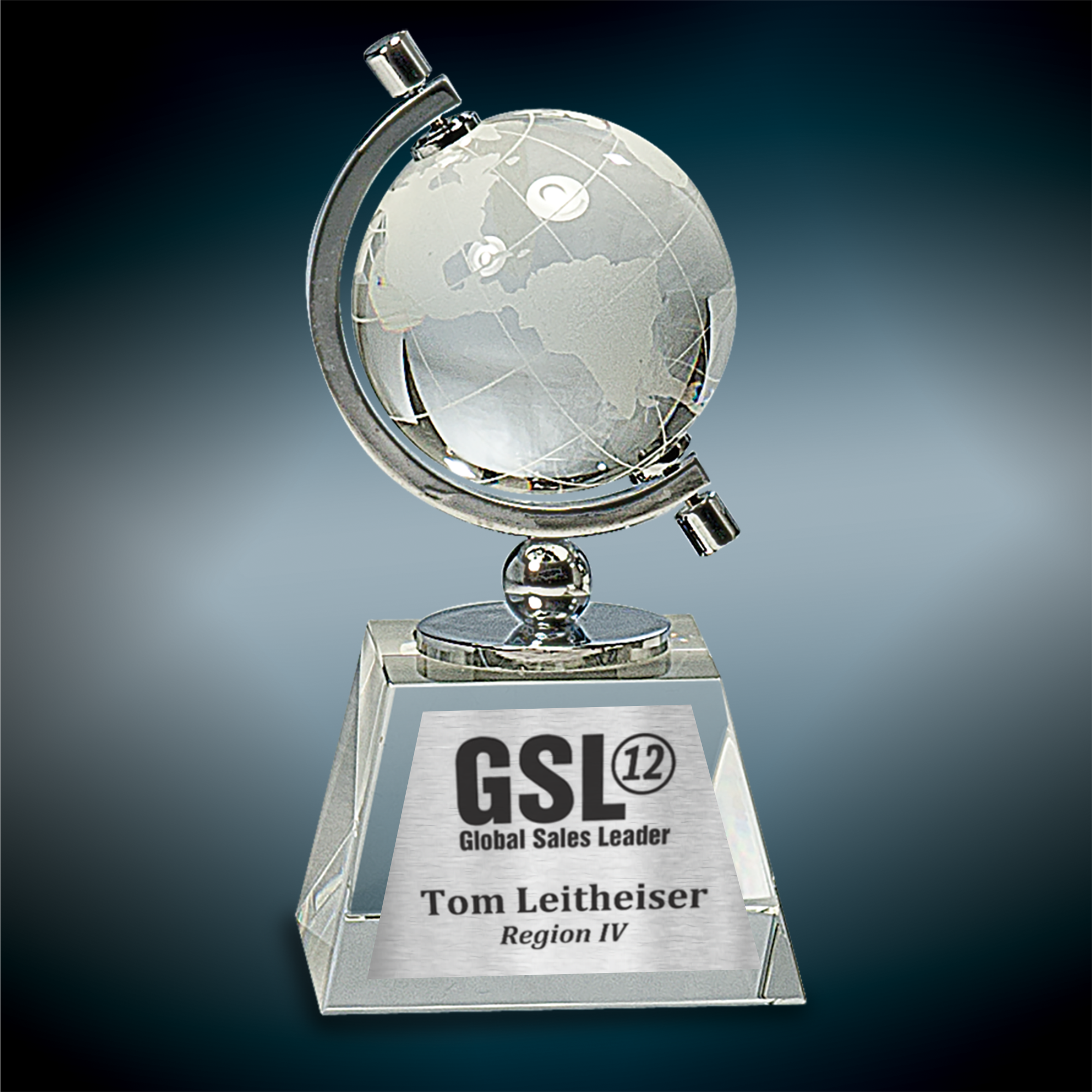 6'' Crystal Spinning Globe on Clear Base 6