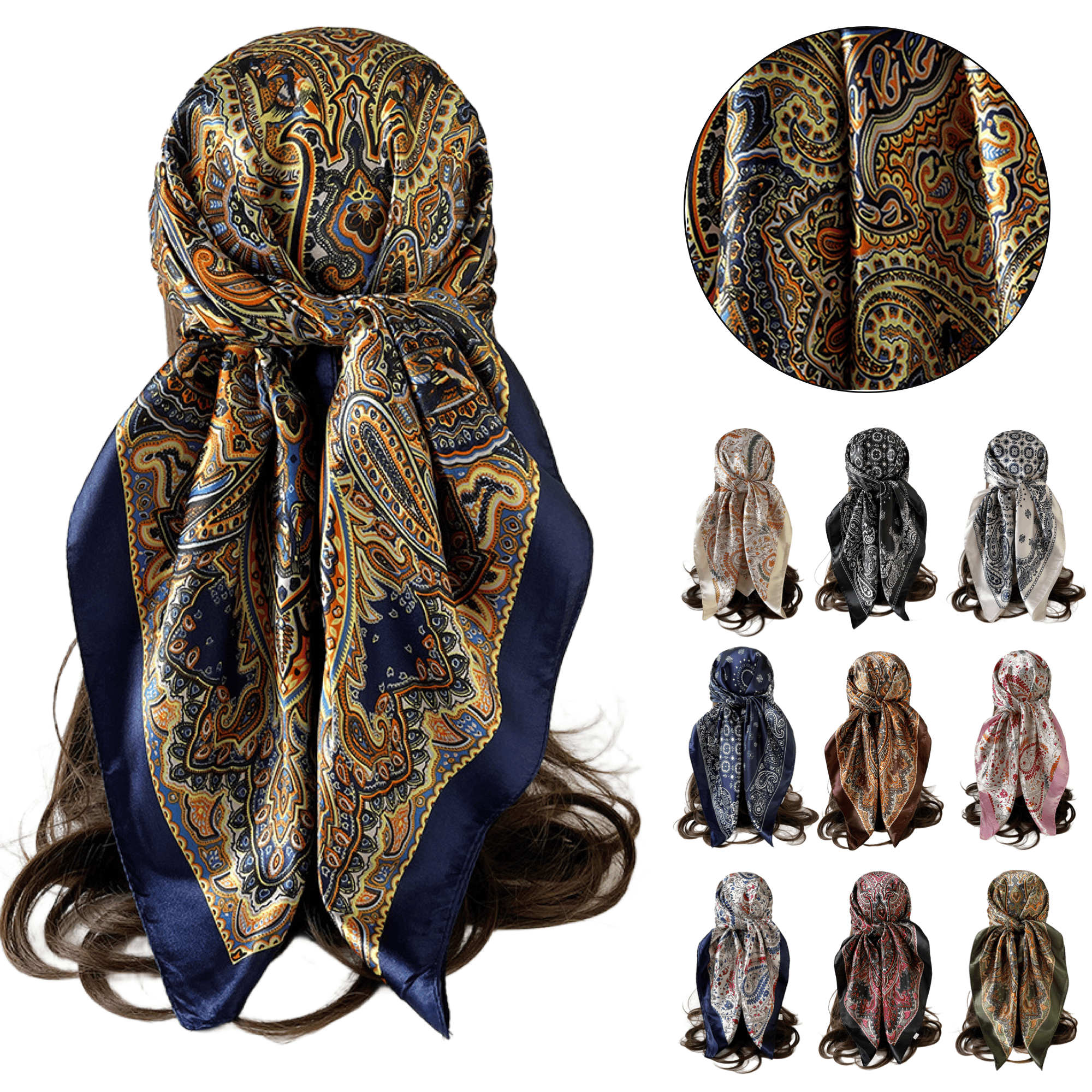 35'' Square Imitation Silk Custom Scarf 7