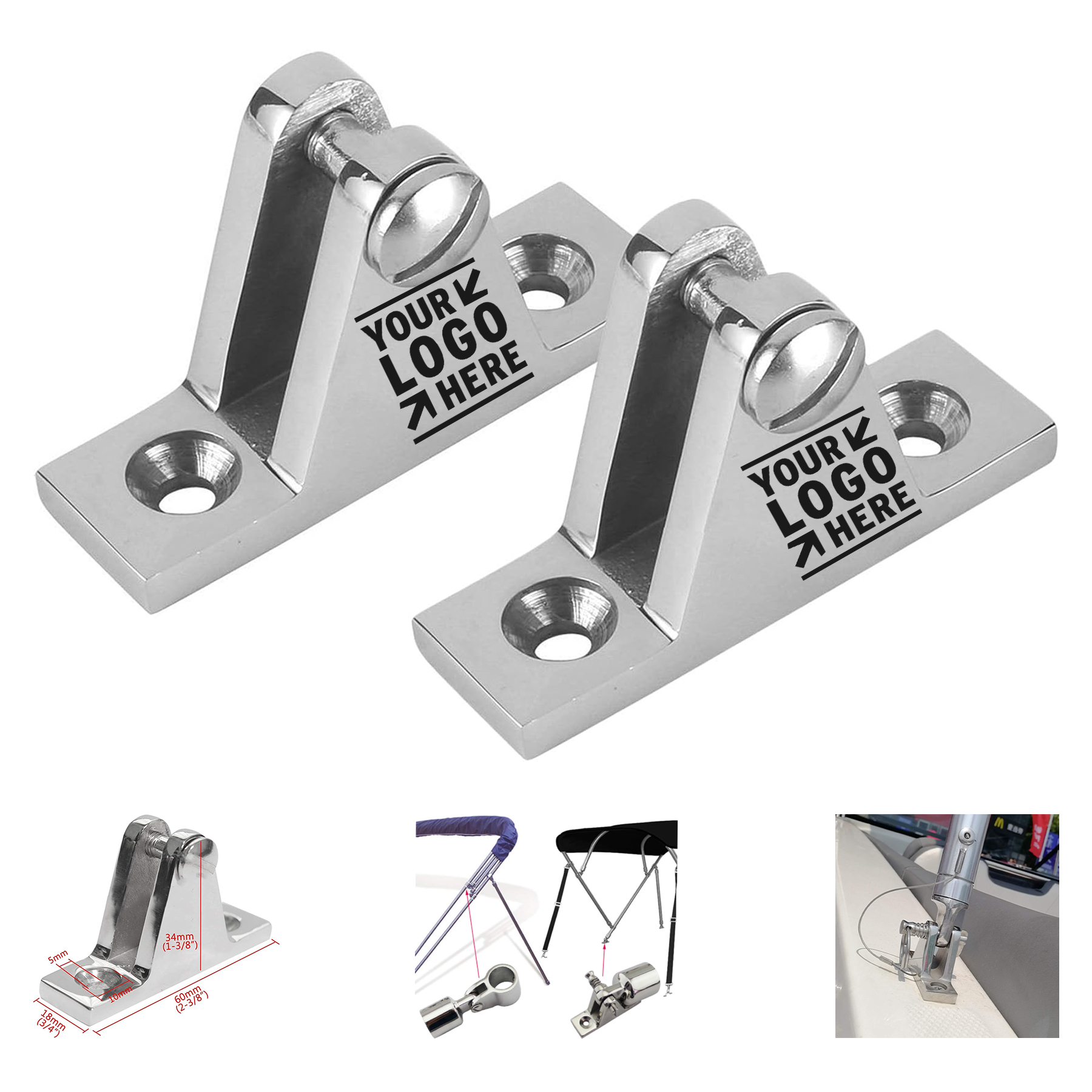 Marine Boat Deck Hinge Mount Bimini Top 316 Stainless Steel Fitting Hardware 2