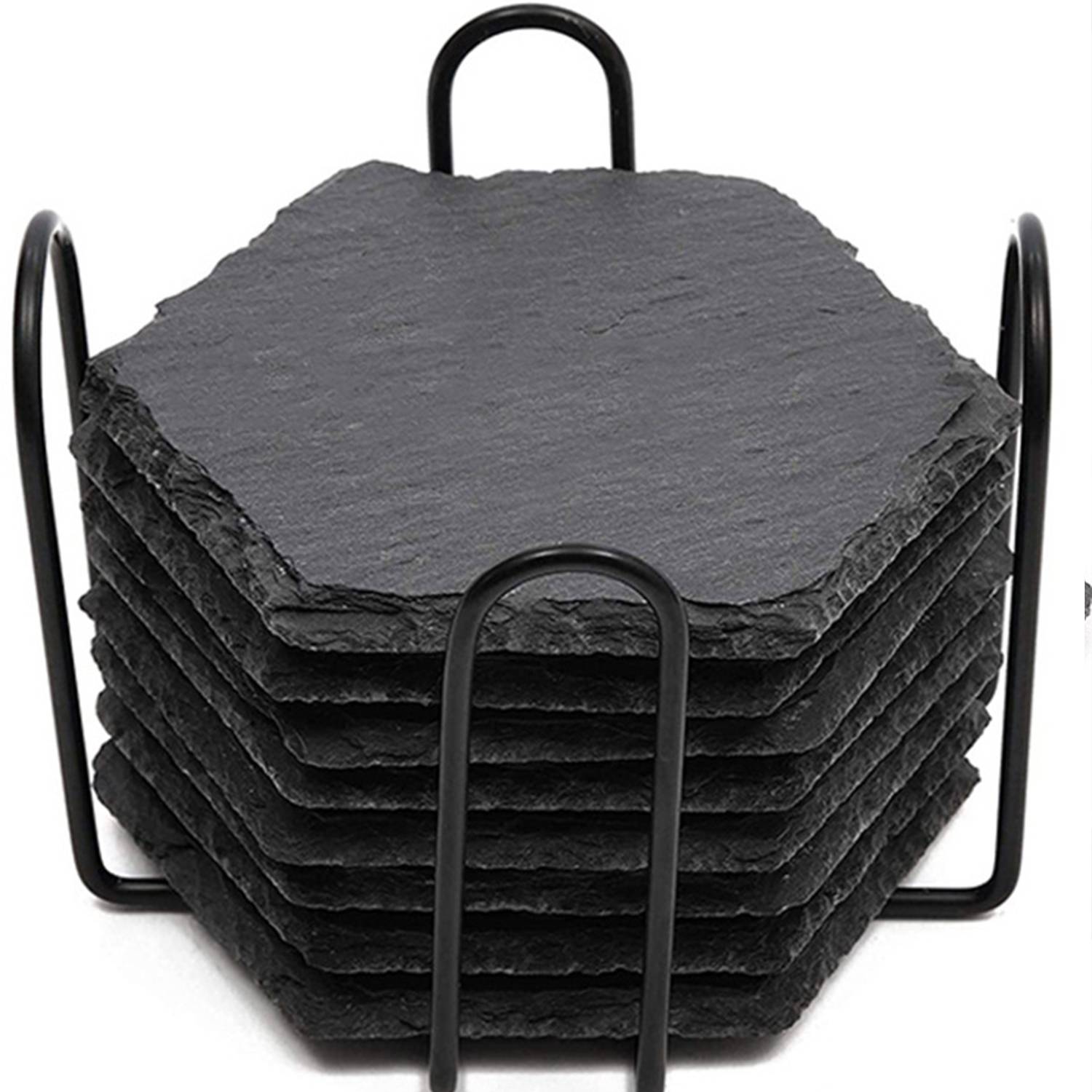 Black Slate Coaster with Wtorage Rack Kit 5