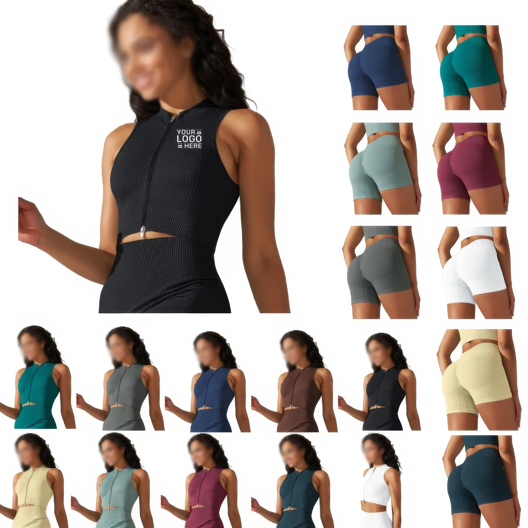 Hip Lift Seamless Zipper Yoga Suit 3