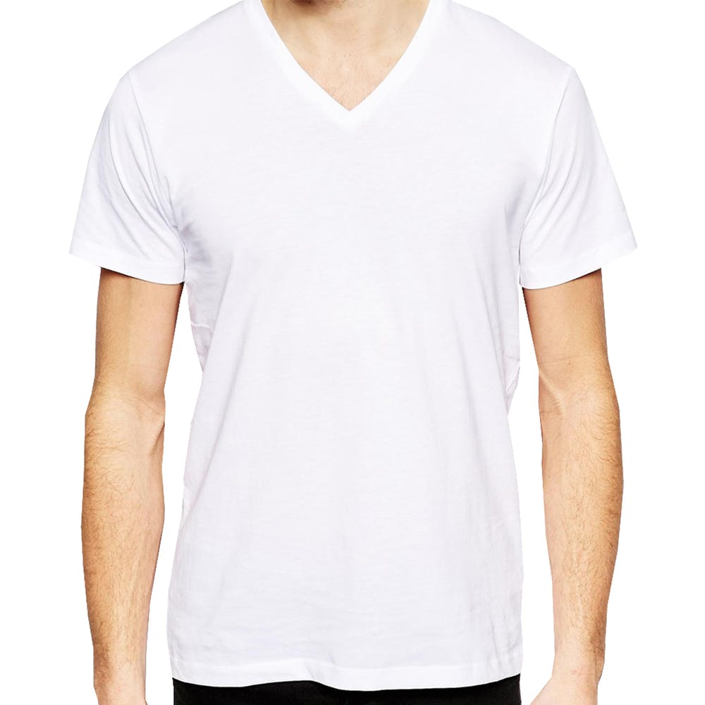 V Neck T-Shirts - White Medium 1