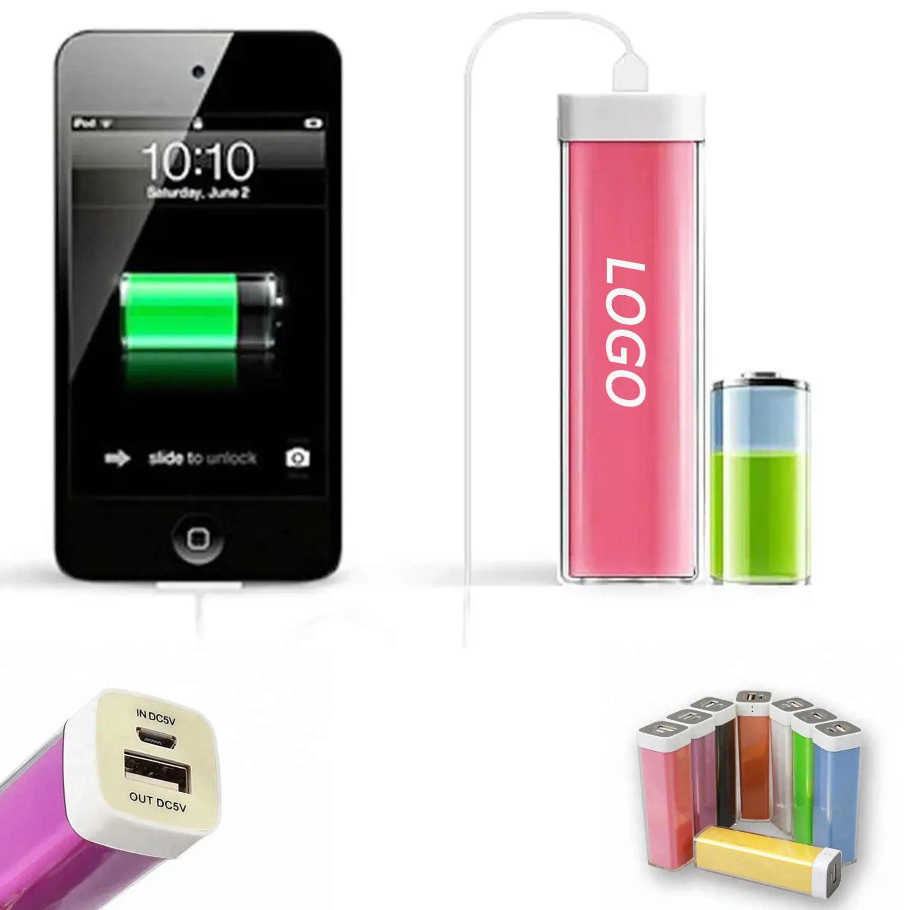 Cylindrical Lipstick Portable Power Bank 2600mah 1
