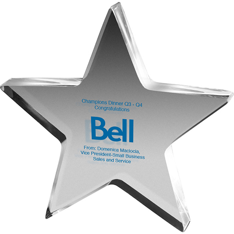 Clear Star Acrylic Paper Weight (5"x 5"x 3/4") Screen-Printed