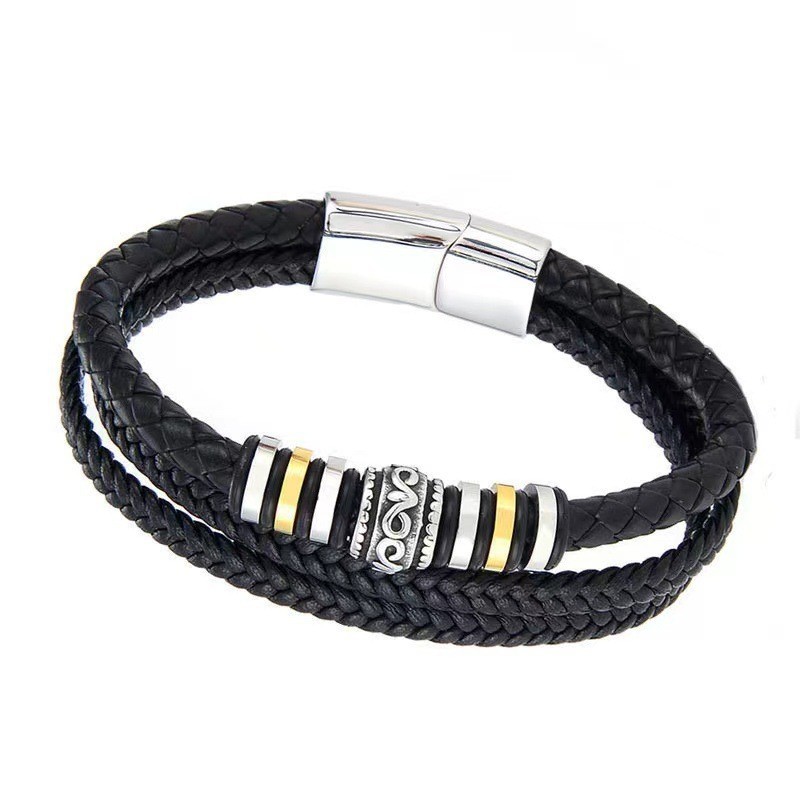 Multi-Layer Braided Leather Bracelet with Clasp 6