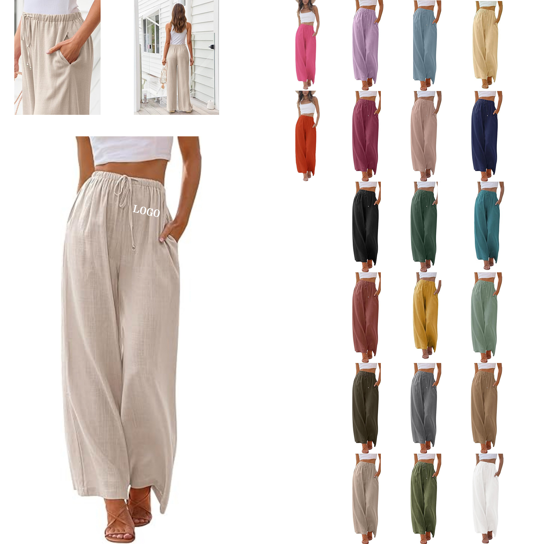 Women's Linen Summer Palazzo Pants 4