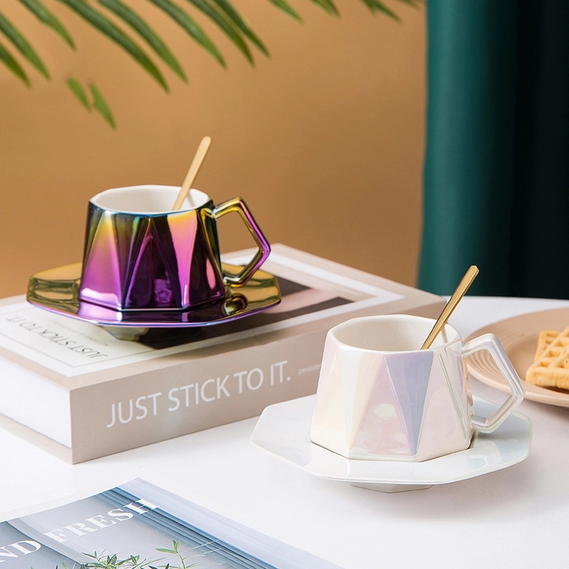 Custom 8 oz Ceramic Coffee Mug Saucer Set 7