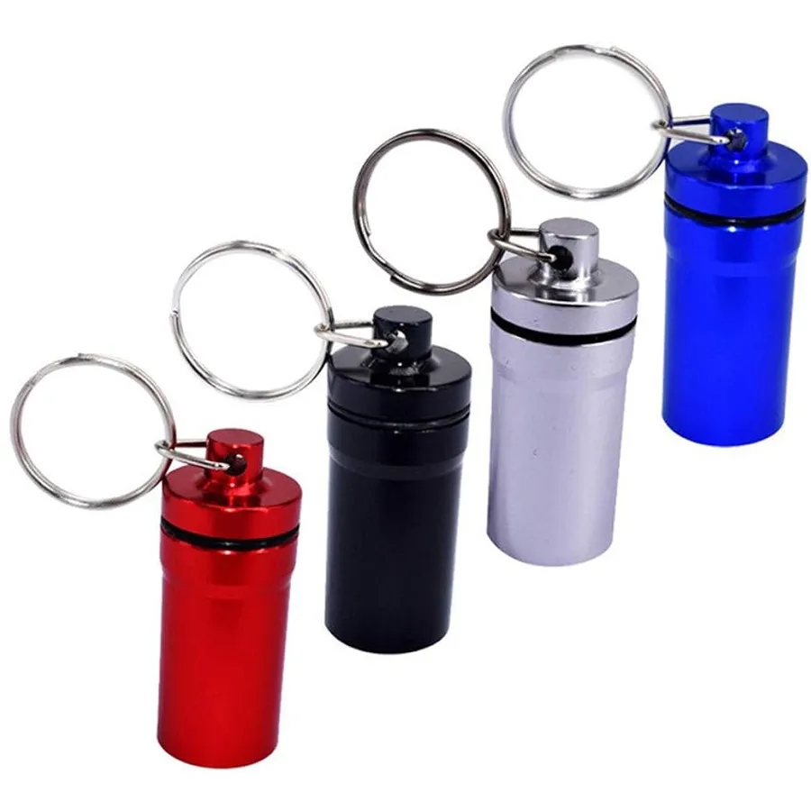 Metallic Aluminum Pill Bottle Keychains 3