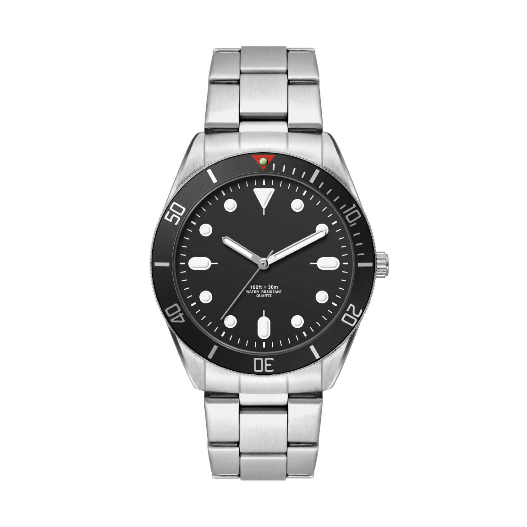 42MM, SILVER METAL CASE, BK BEZEL, 3-HAND MVT 4