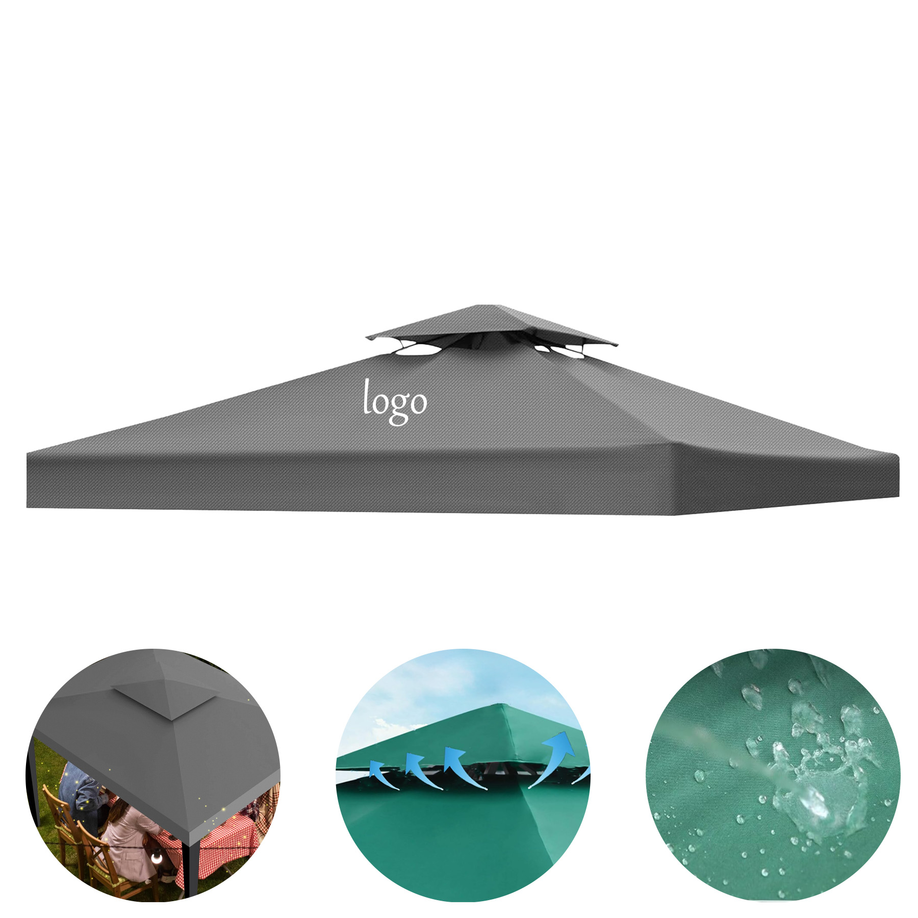 Outdoor Canopy Tarp with Double Roof, custom garden tool with logo imprint 5