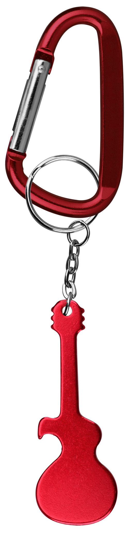 Guitar Shaped Aluminum Bottle Opener with Key Chain & Carabiner 6