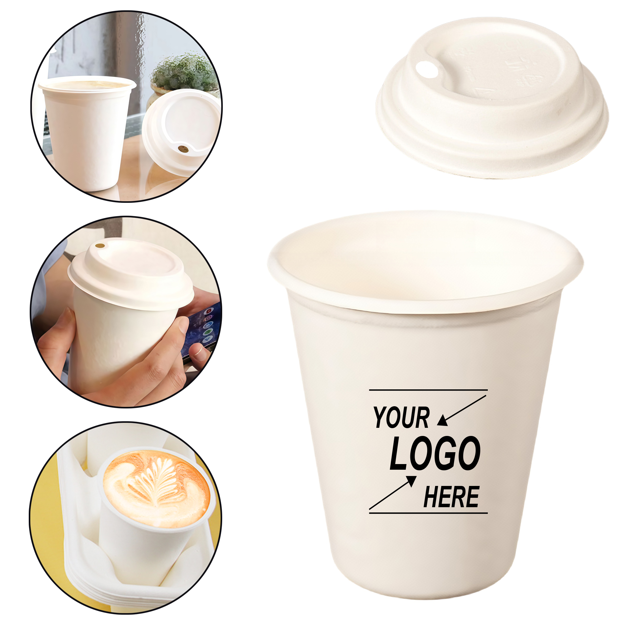 8oz Disposable Biodegradable Sugarcane Pulp Cup Lids for Hot 3