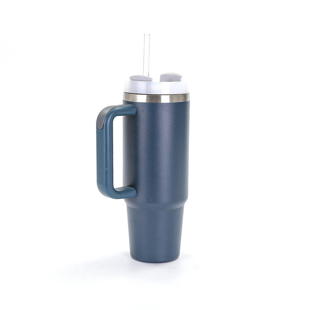 30OZ Double Walls Stainless Steel Auto Tumbler With Straw And Handle 5