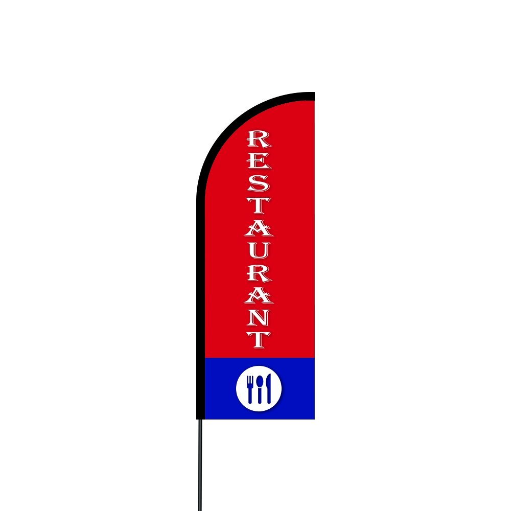 Restaurant Flag Kit Hardware 14' Feet Feather Flag Sign Outdoor Banner 2