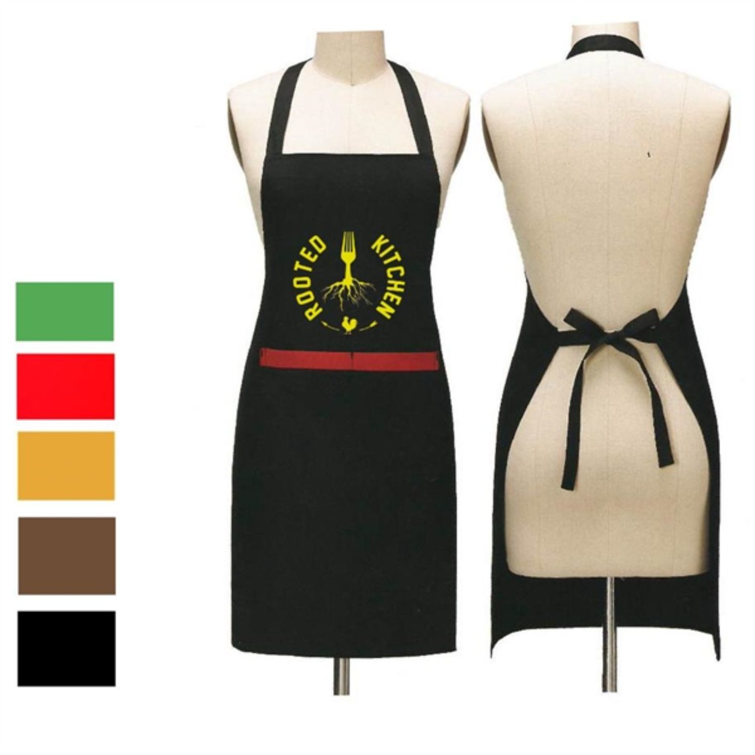 8 oz. Uniform fabric two-tone Kitchen aprons w/ 2 pockets 3