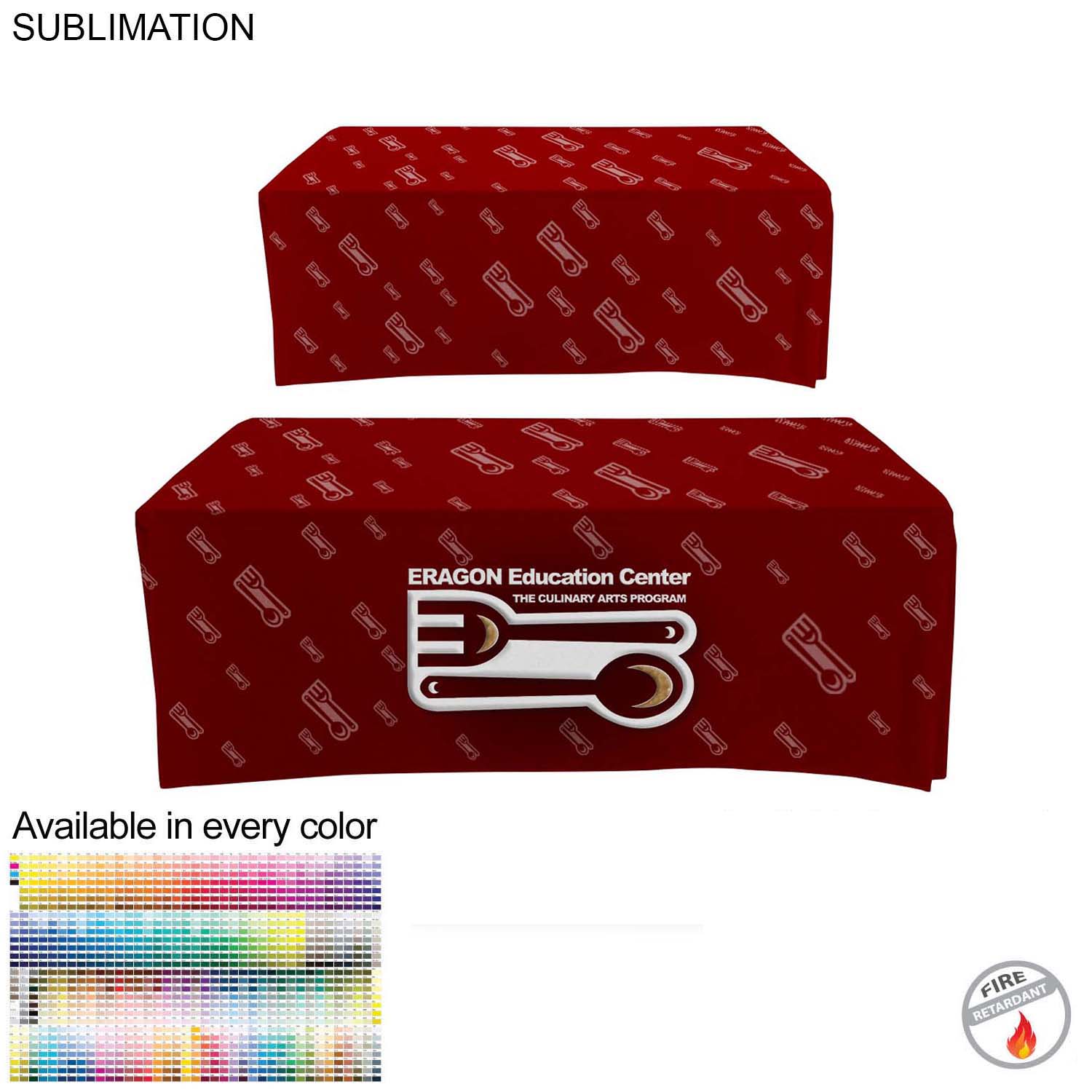 Sublimated Box Style Fitted Tablecloth for 6' Table, 4 sided, Closed Back 2