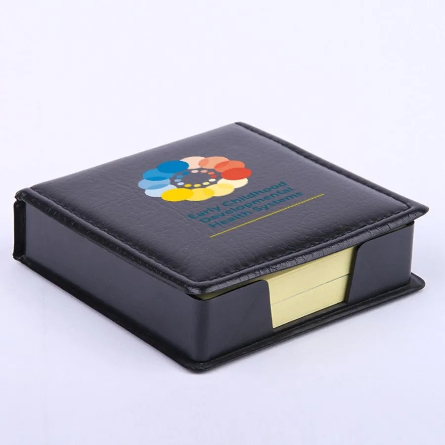 Black Leather Flip-Top Sticky Note Gift Set 2