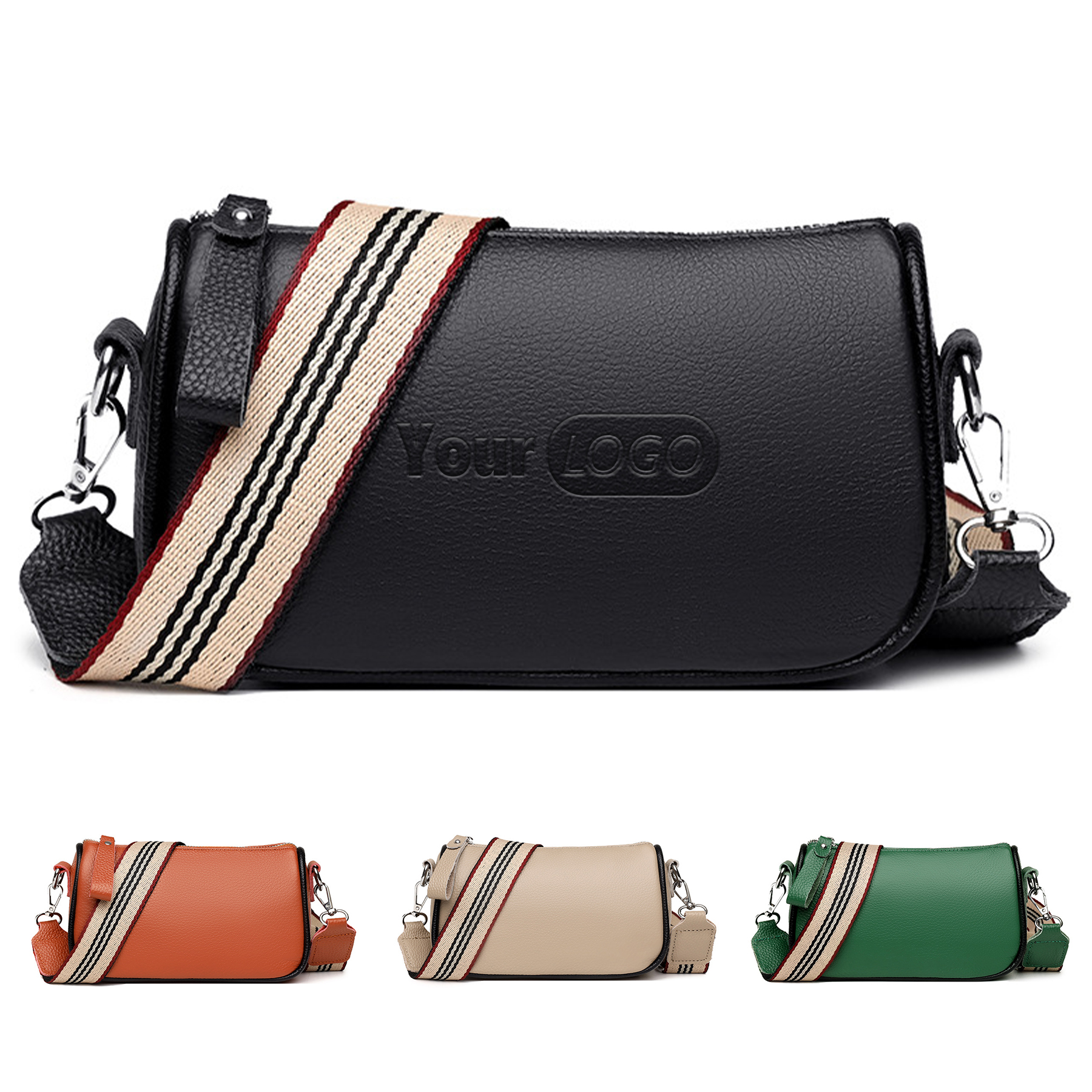 Leather Simple stylish wide shoulder strap cross-body bag 1