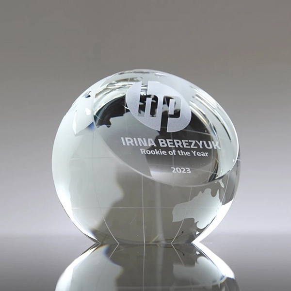 Laser engraved crystal globe paper weight 4