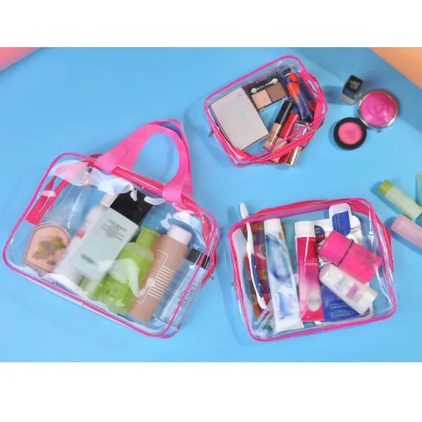 3 Piece Clear PVC Cosmetic Toiletry Bag Set 4