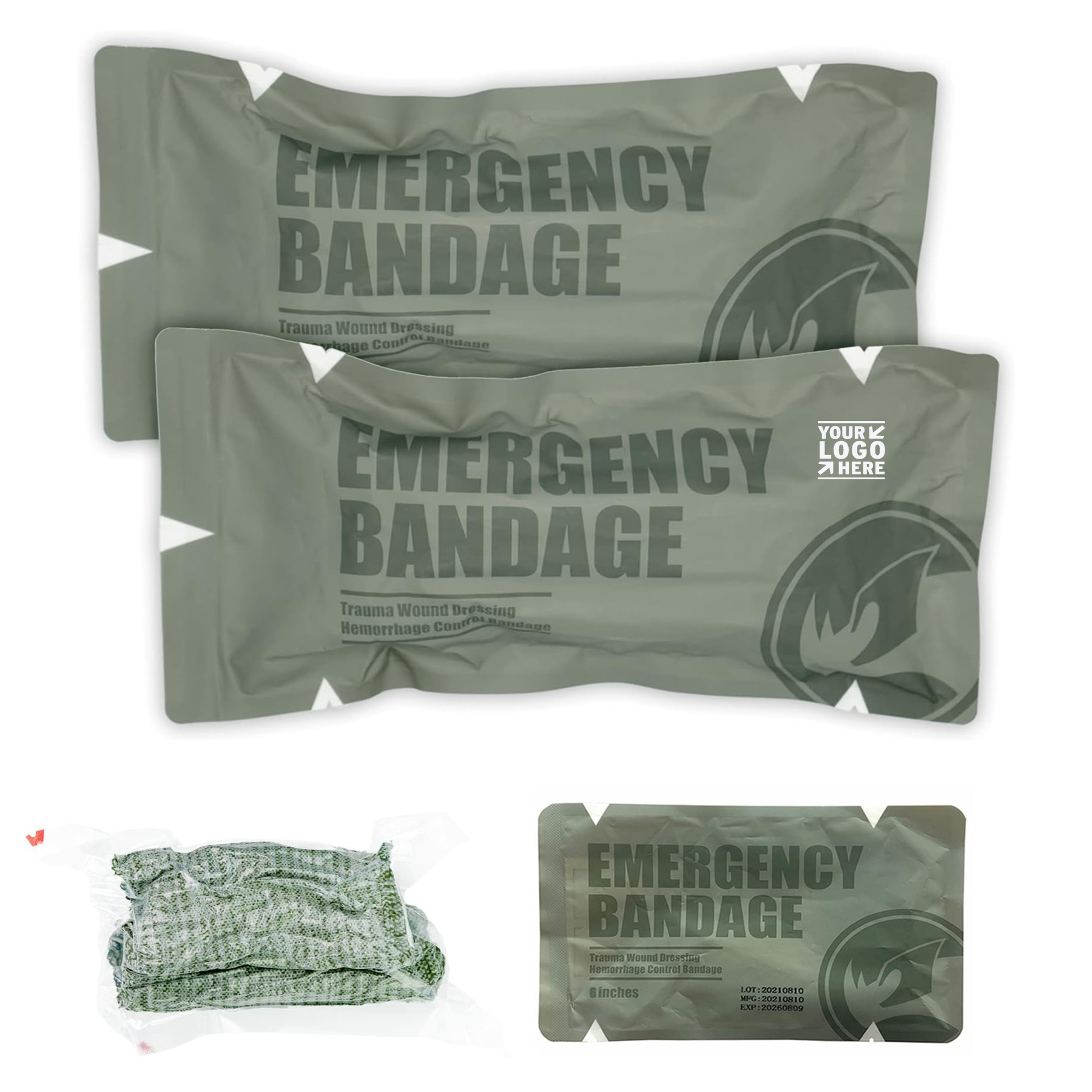 6" Israeli Style Emergency Bandage Compression Trauma Wound Dressing Combat Tactical First Aid Kit  2