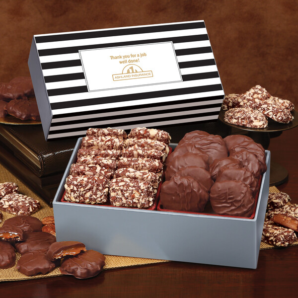 Toffee & Pecan Clusters in Gift Box with Stripes Sleeve