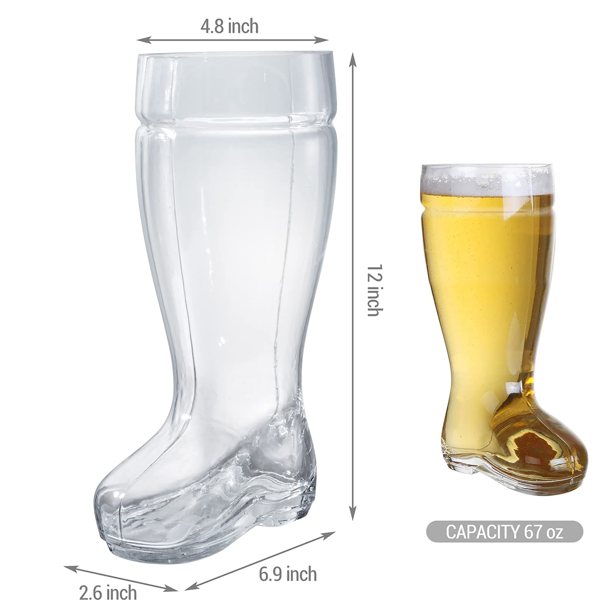 German Boot Glass Beer Mug 2