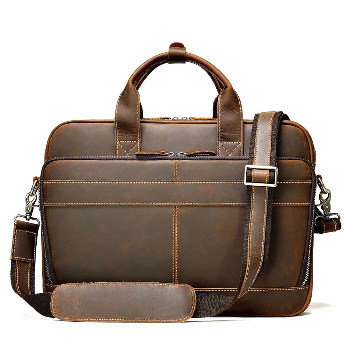 15.6 Inch Laptop Genuine Leather Men's Handbag Briefcase 4