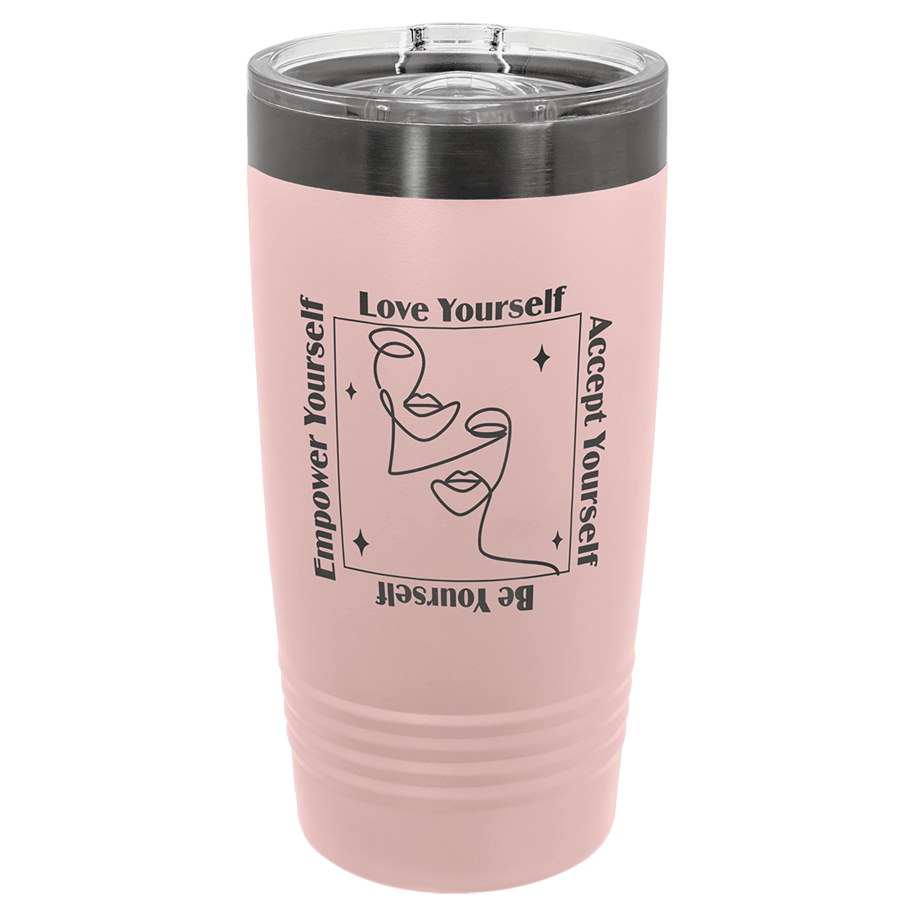 Polar Camel 20 oz. Blush/Ghost Black ION-Plated Ringneck Tumbler with Slider Lid 2