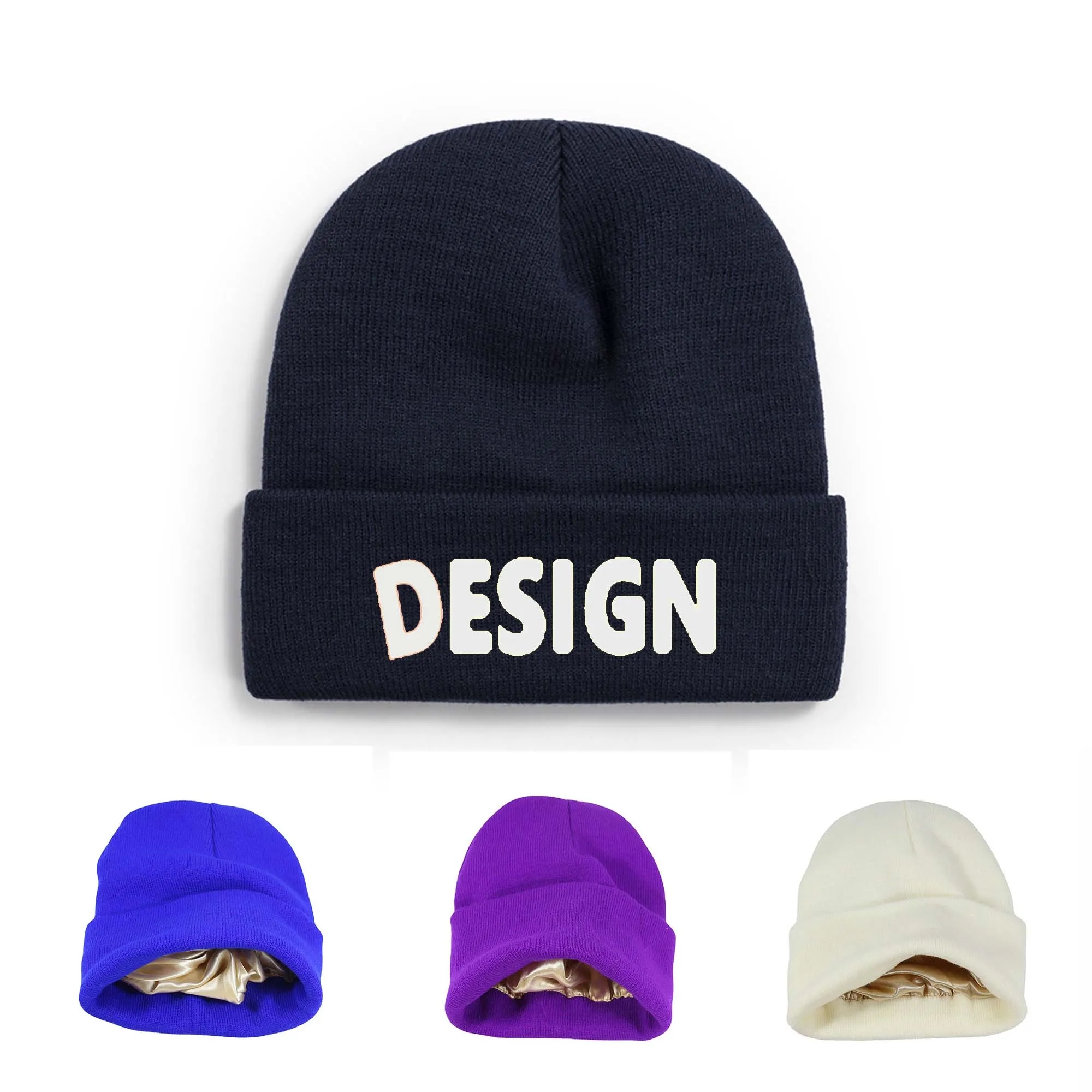 Kinitted Beanie Cap With Satin Lined 11