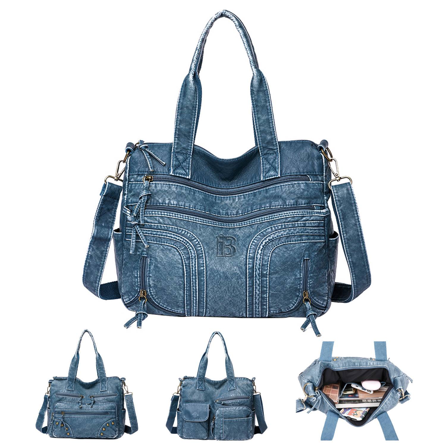 PU Leather Large Capacity Shoulder Tote Bag 4