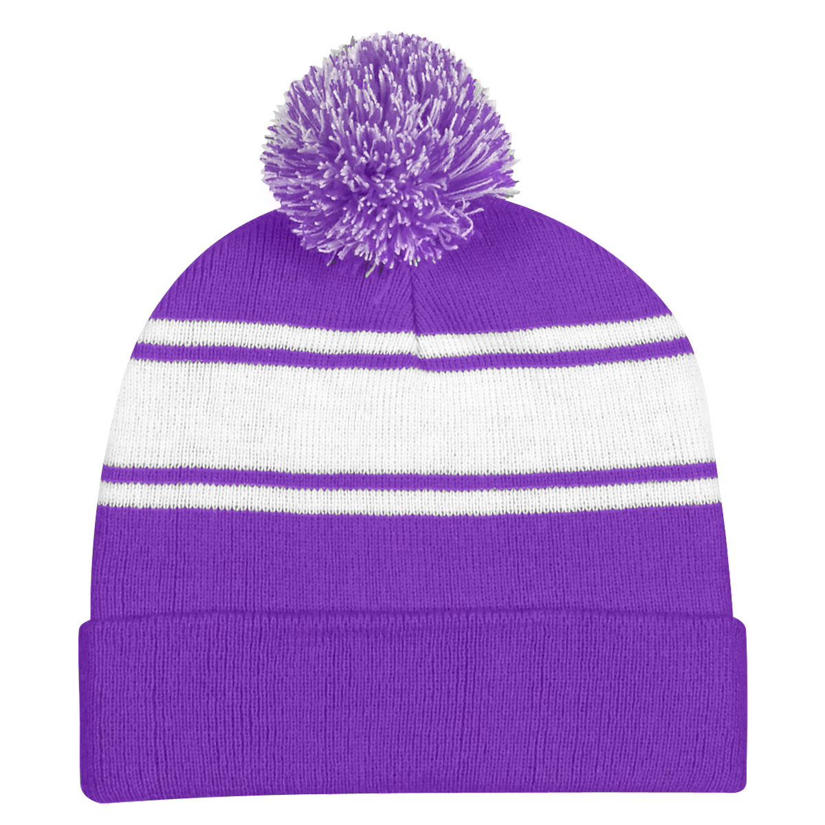 Two-Tone Knit Pom Beanie With Cuff 20
