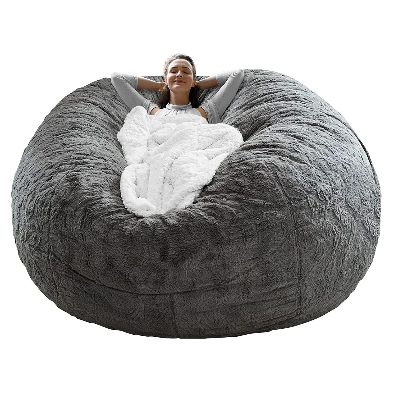 Big Round Soft Fluffy Velvet Bean Bag Chair Cover 6