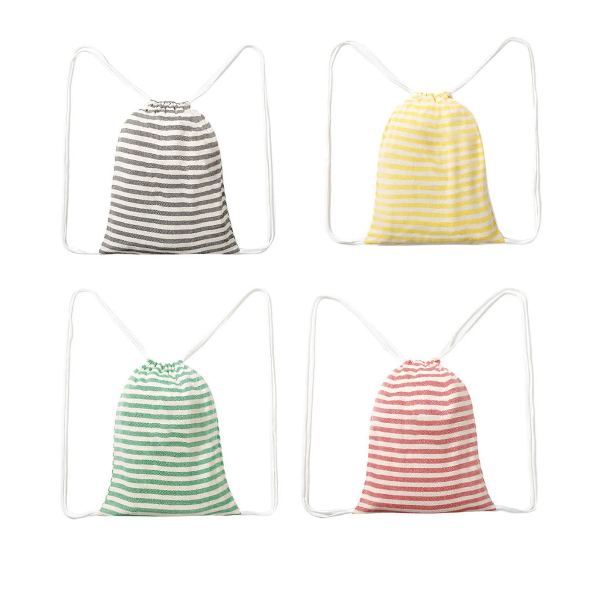 Drawstring Backpack Storage Striped Bag 4