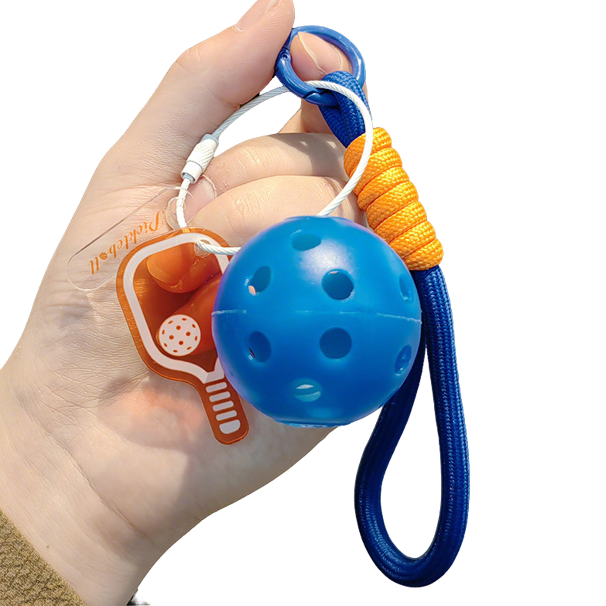 Mini Pickleball Ornament Keychain With Logo Position 6.3" X 1.1" X 1.8" 4