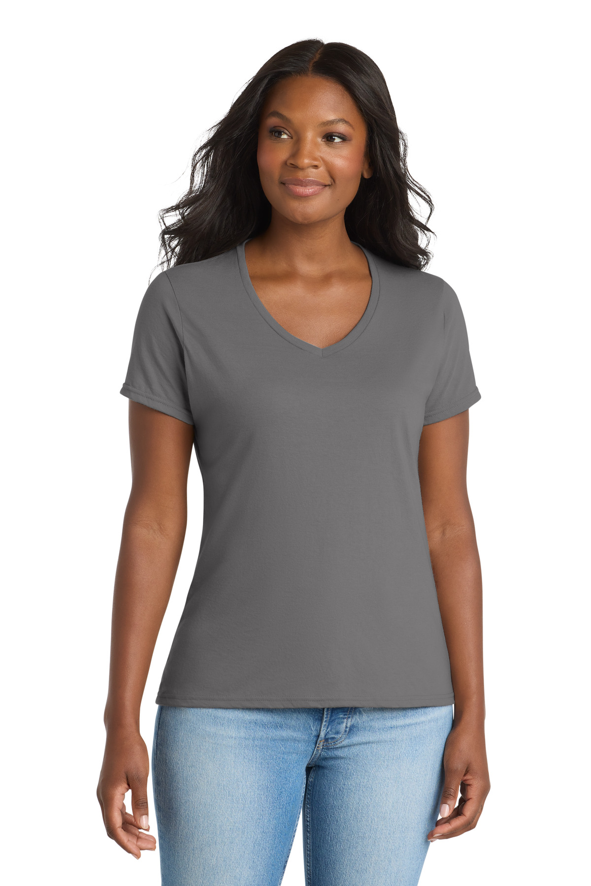 Port & Co Women's Performance Blend V-Neck Tee. LPC381V 51