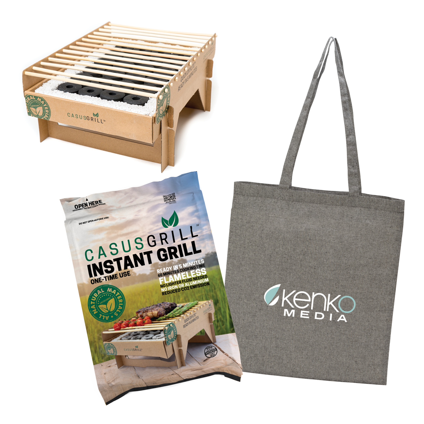 Raleigh CasusGrill™ Biodegradable BBQ Grill w/Recycled Cotton Tote Bag 1