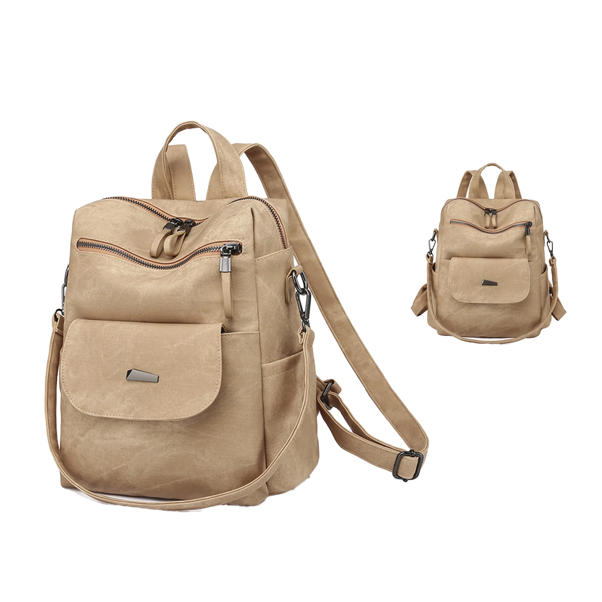 PU Leather Convertible Backpack 3