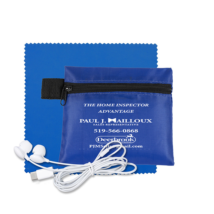 Mobile Tech Earbud Kit with Microfiber Cleaning Cloth In Zipper Pouch 5